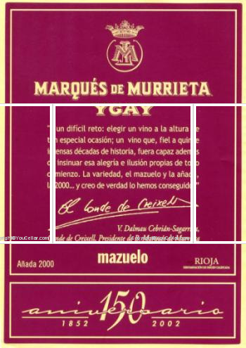 Marqués de Murrieta - Ygay - Mazuelo