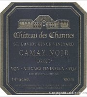 Château des Charmes St Davids Bench Vineyard Gamay Noir Droit
