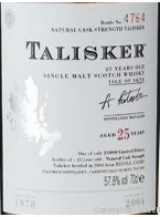 Talisker 25 yo (58.1%, OB, refill casks, bottled 2007, 6894 bottles)